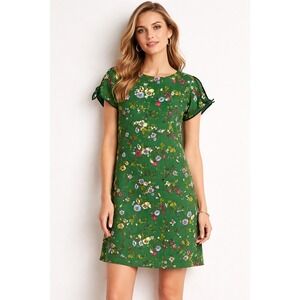 Ann Taylor Dark‎ Green Floral Dress | Size 0